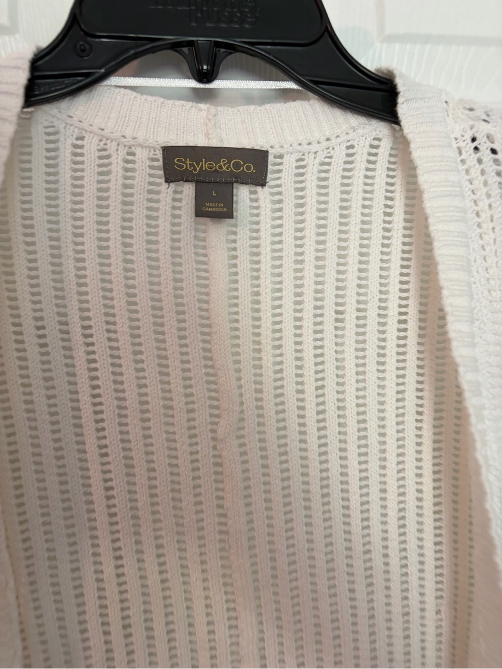Style&Co Open-Front Knit Cardigan - Cream - Picture 2 of 2